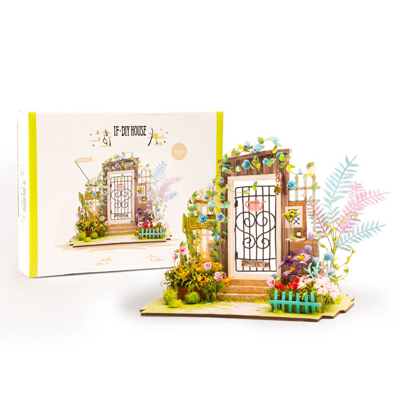 wooden toy house garden